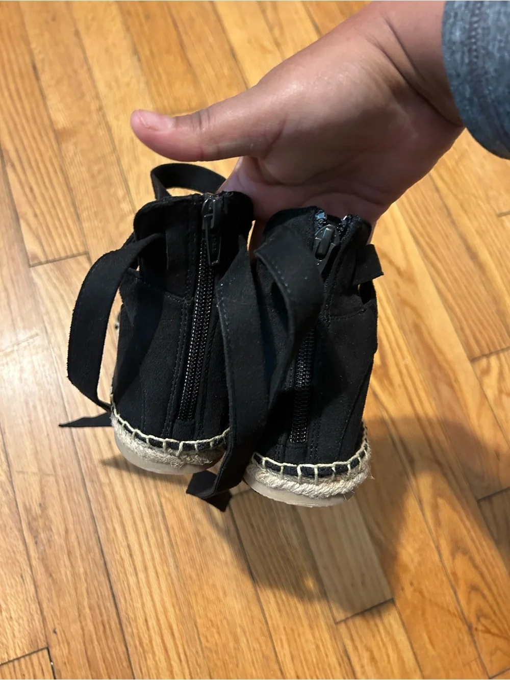 comfortview Black Lace-Up Espadrilles with Jute Toe